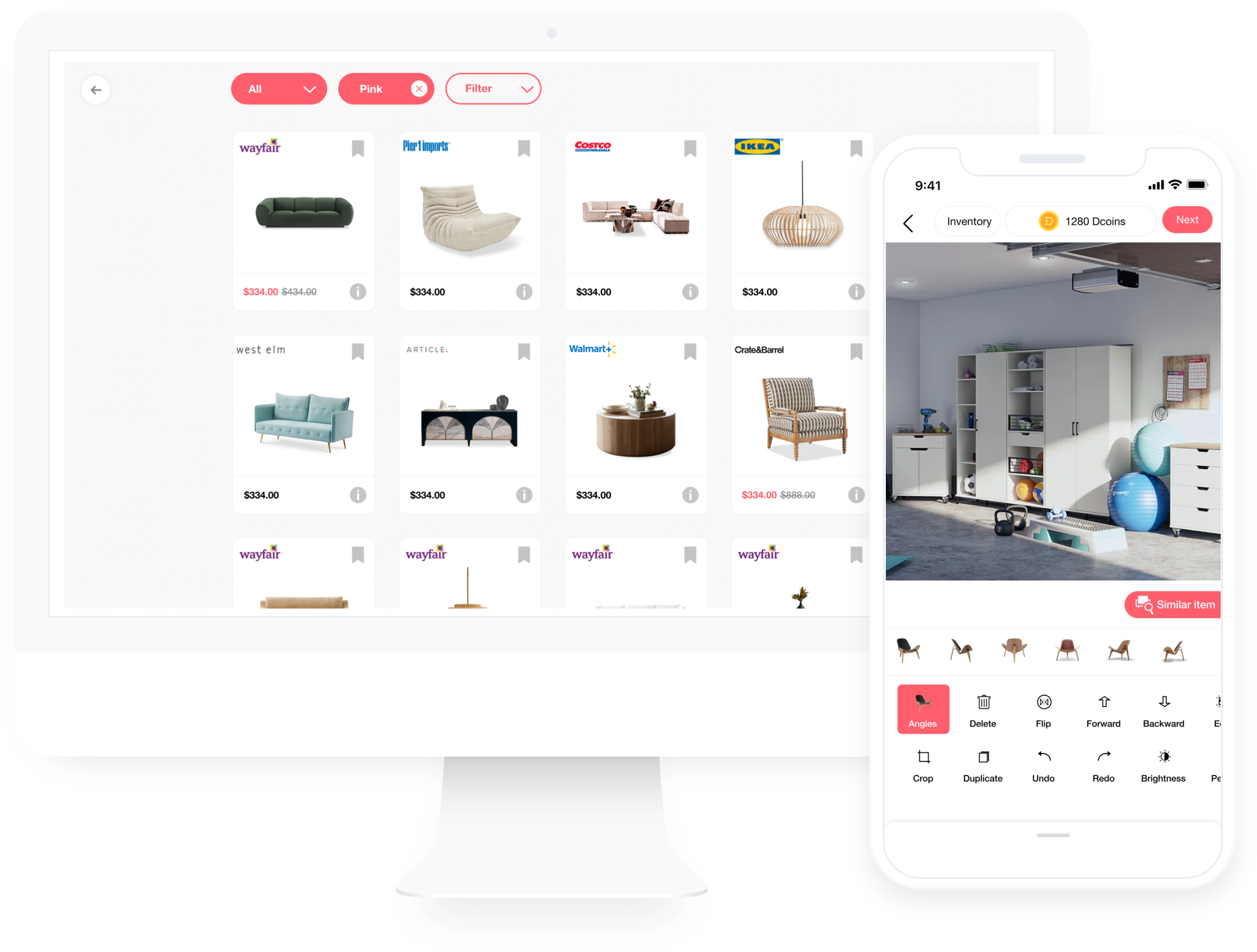 Virtual garage layout featuring tool racks, car space, appliances, and a DIY workspace using a garage layout planner