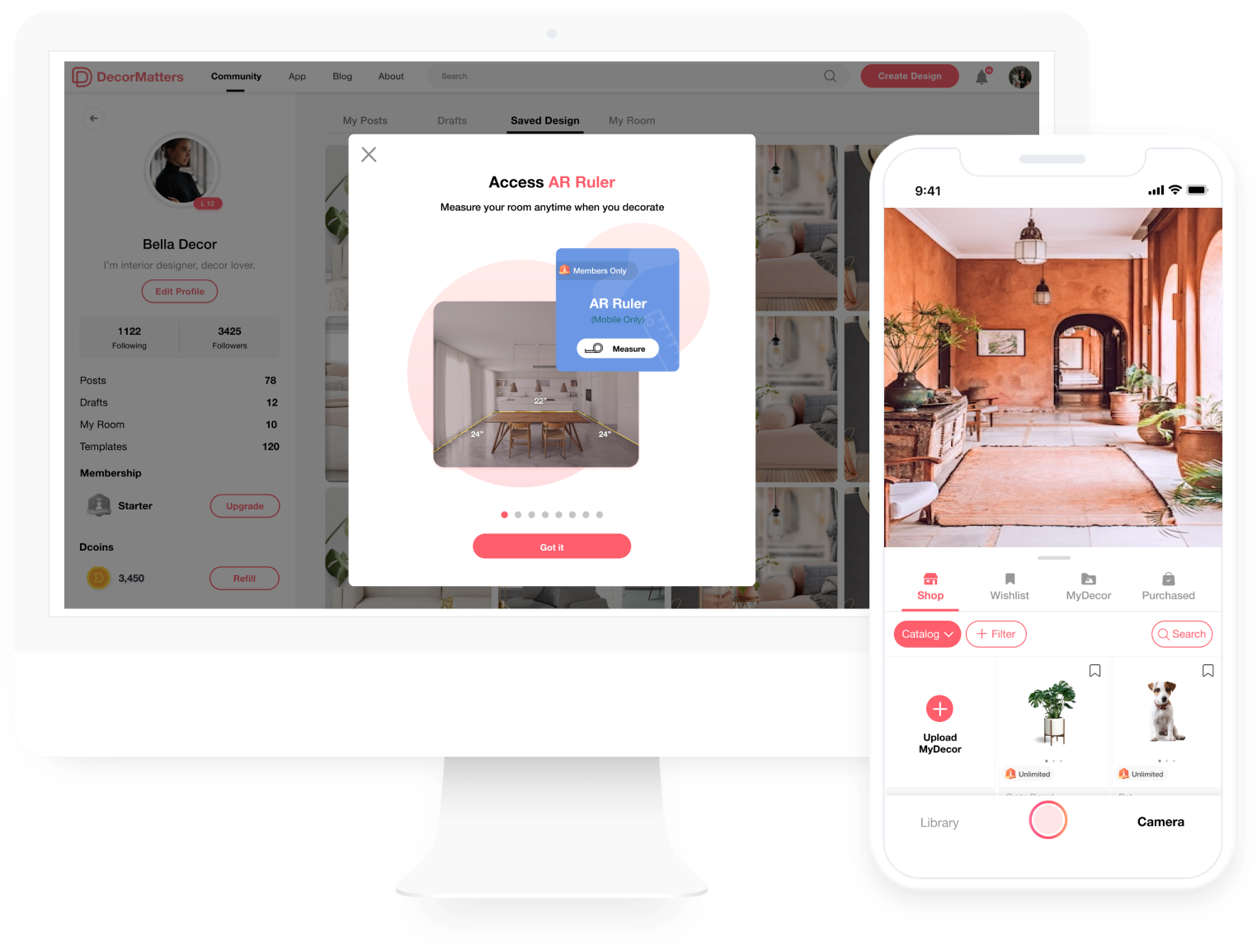 AR patio design app showing outdoor furniture placement in a real backyard